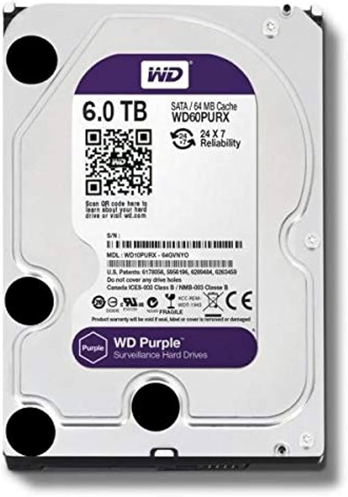 هارددیسک اینترنال وسترن دیجیتال مدل Purple WD60PURZ ظرفیت 6 ترابایت